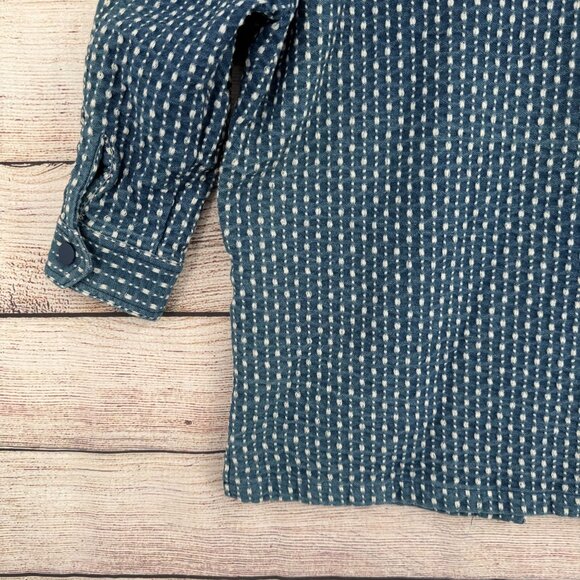 Zow Zow Striped Embroidered Denim Snap Down Jacket‎ Women's Large Blue/White - Picture 7 of 12